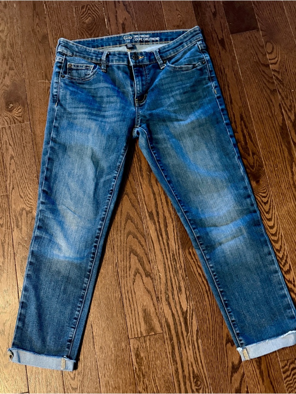 GAP Girlfriend Jeans in Dark Blue Denim